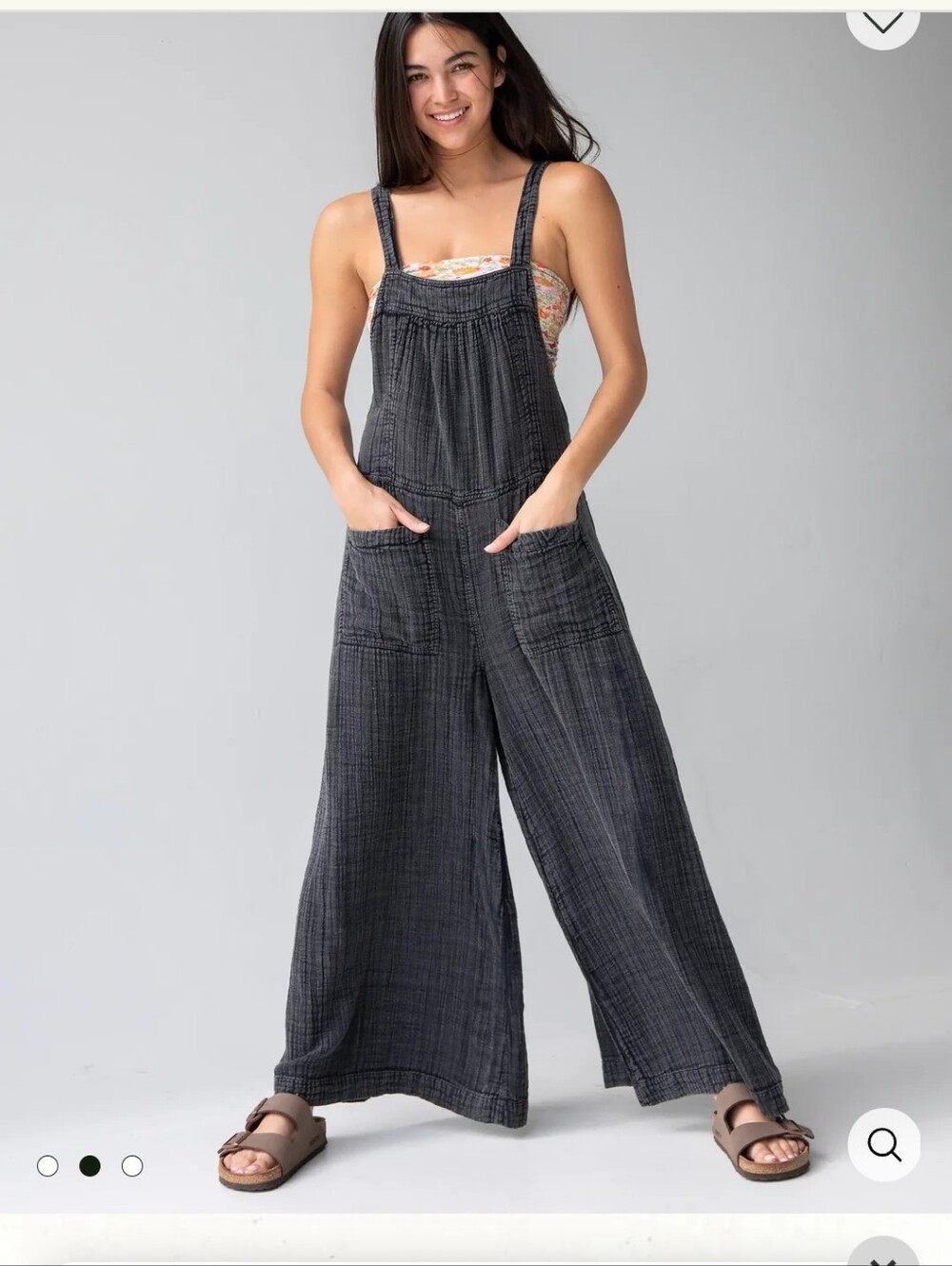 NATURAL LIFE DAKOTA Tie Overall Light Blue/Gray Cotton Gauze